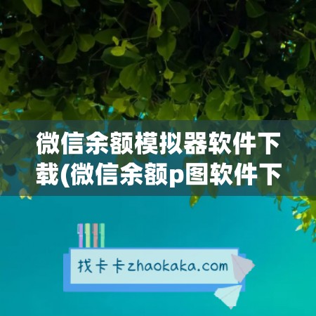 微信余额模拟器软件下载(微信余额p图软件下载方式)