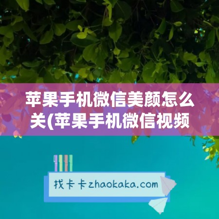 苹果手机微信美颜怎么关(苹果手机微信视频美颜软件)