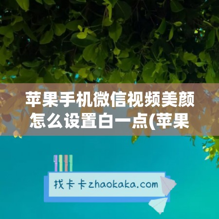 苹果手机微信视频美颜怎么设置白一点(苹果微信视频美颜怎么调)