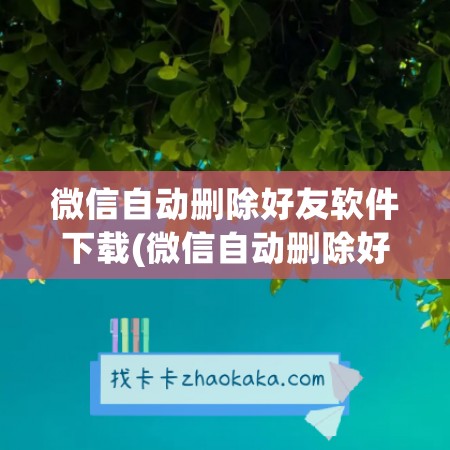 微信自动删除好友软件下载(微信自动删除好友软件下载安装)