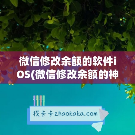 微信修改余额的软件iOS(微信修改余额的神器)