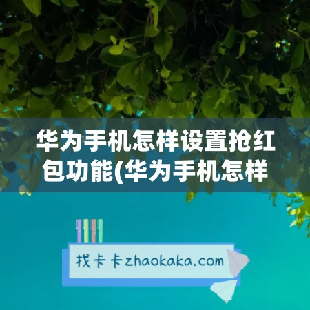 华为手机怎样设置抢红包功能(华为手机怎样设置时间)