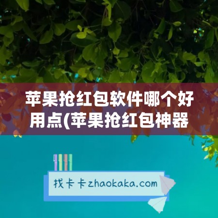 苹果抢红包软件哪个好用点(苹果抢红包神器)