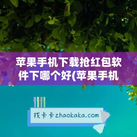 苹果手机下载抢红包软件下哪个好(苹果手机下载杀毒软件哪个好)