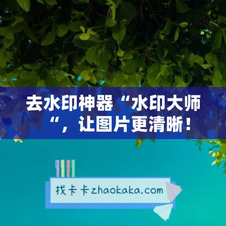 去水印神器“水印大师“，让图片更清晰！