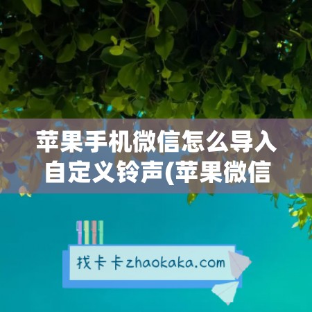 苹果手机微信怎么导入自定义铃声(苹果微信铃声怎么导入自己的)