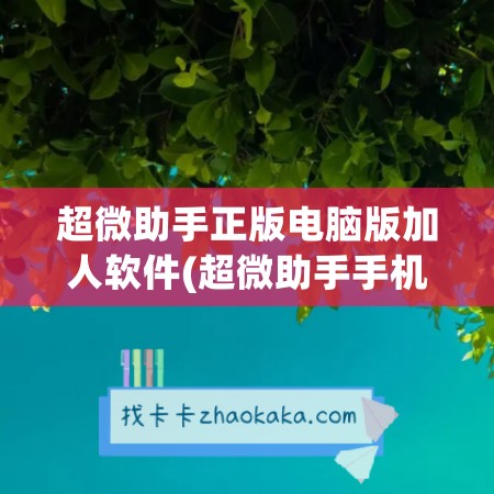 超微助手正版电脑版加人软件(超微助手手机版下载)