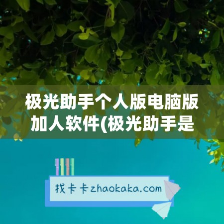 极光助手个人版电脑版加人软件(极光助手是做什么的)