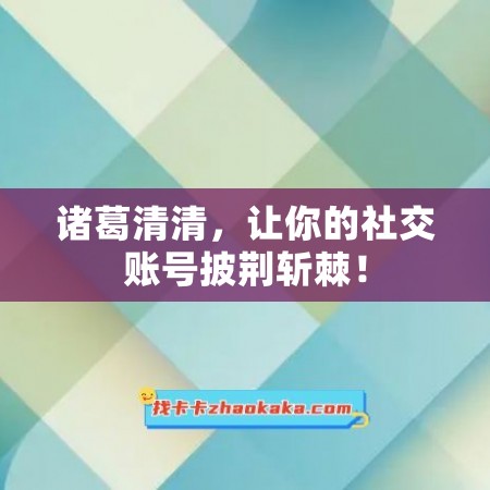 诸葛清清，让你的社交账号披荆斩棘！