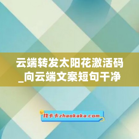 云端转发太阳花激活码_向云端文案短句干净治愈