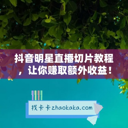 抖音明星直播切片教程，让你赚取额外收益！